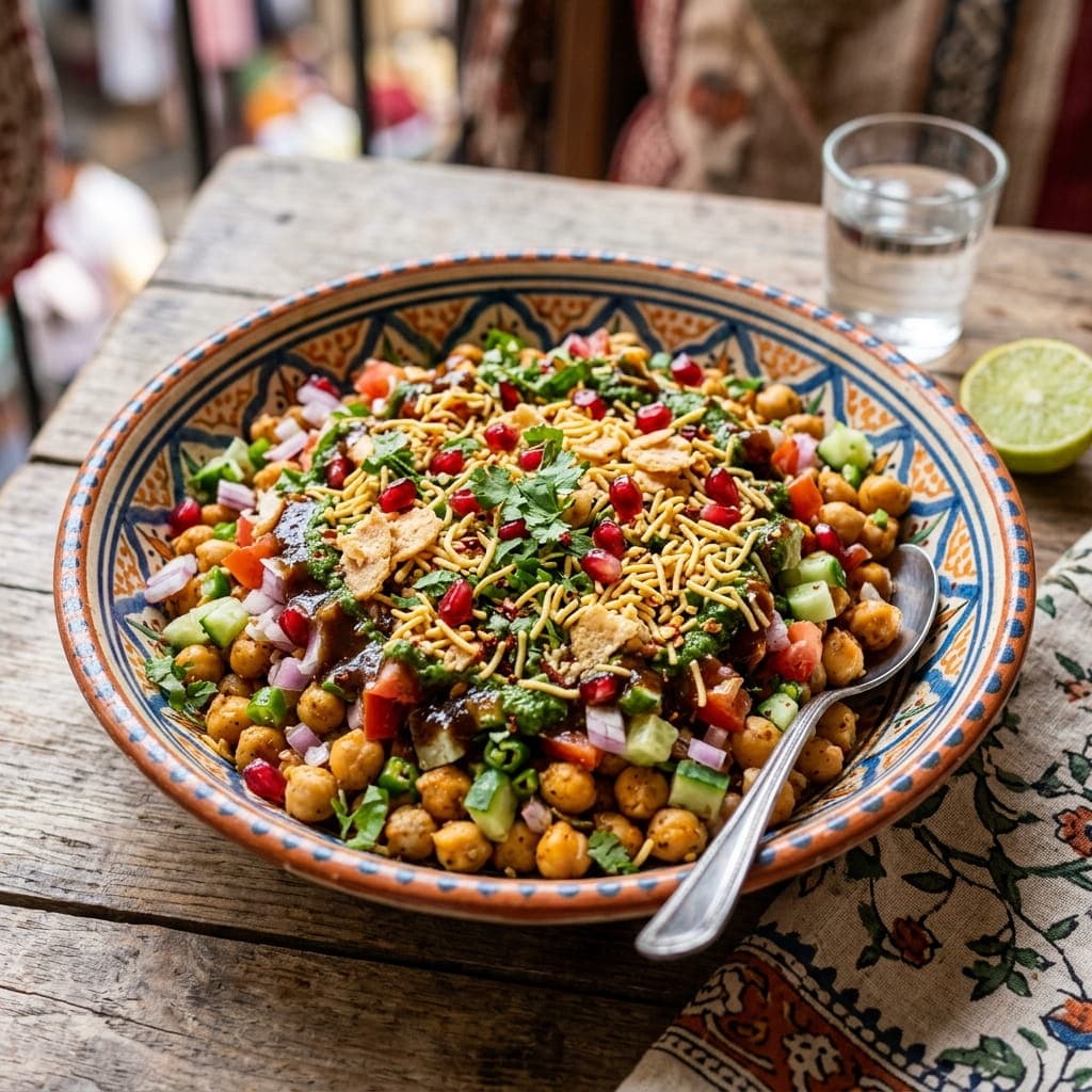 Indian Spicy Chickpea Chaat Salad Bowl
