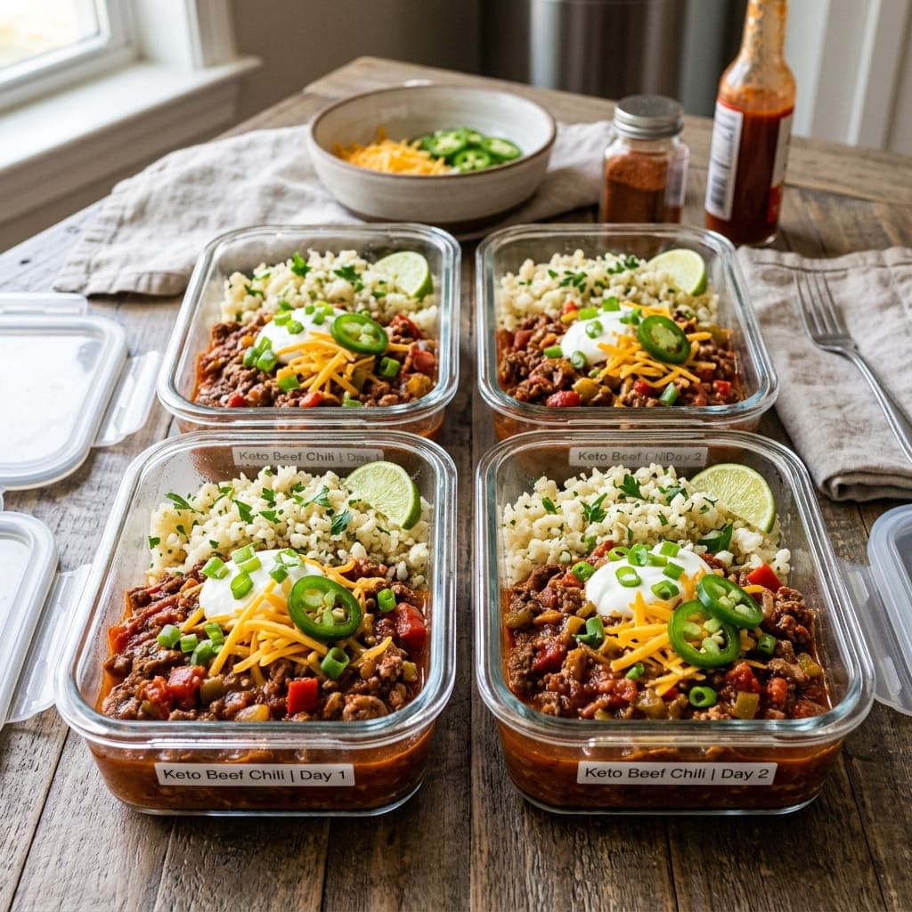 Keto Beef Chili & Cauliflower Rice Boxes